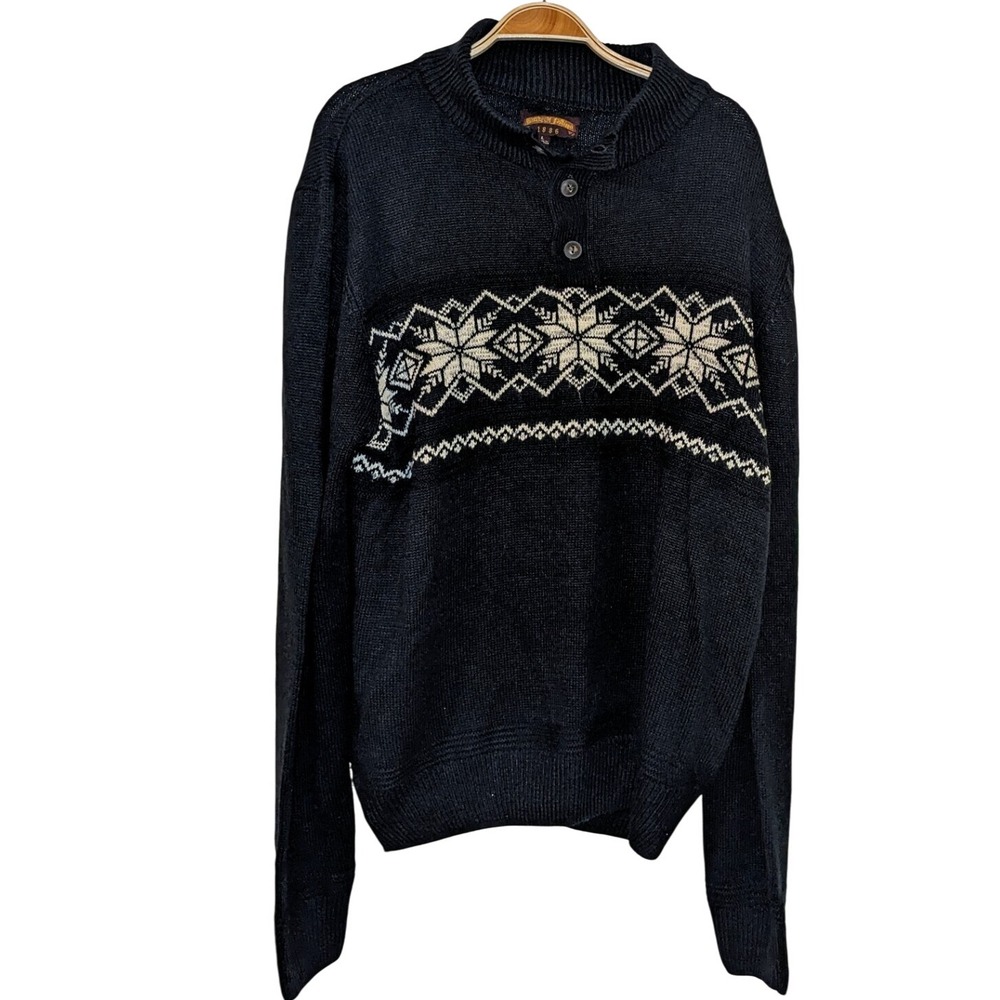 Ministry of Fashion Sweater‎ Pullover Nordic Patterned Button Neck Size Large